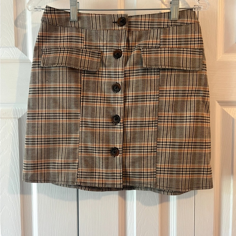 Urban Outfitters Plaid Button Front Skirt NWT
